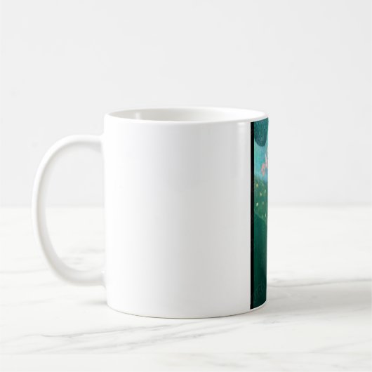 日本のアートマグ - 猫と風船 油彩画 コーヒーマグカップ (左)