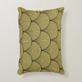 日本のアールデコ:黒金ゴールドデザイン アクセントクッション (正面(垂直))