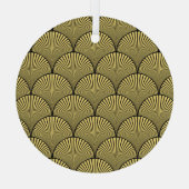 日本のアールデコ：黒金ゴールドデザイン ガラスオーナメント (裏面)