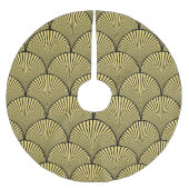 日本のアールデコ:黒金ゴールドデザイン ブラッシュドポリエステルツリースカート (正面)