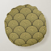 日本のアールデコ:黒金ゴールドデザイン ラウンドクッション (裏面)