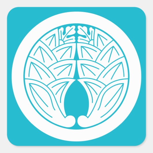 日本のイチョウを輪にして抱く スクエアシール (正面)