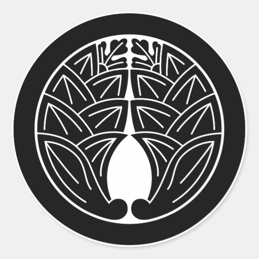 日本のイチョウを輪にして抱く ラウンドシール (正面)