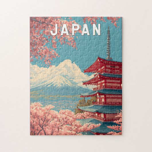 日本のイラスト 旅行 アート ビンテージ ジグソーパズル (縦)
