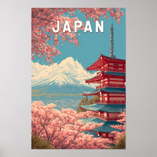 日本のイラスト 旅行 アート ヴィンテージ ポスター (正面)