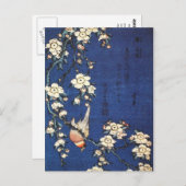 日本のウグイスさくらんぼ（北斎） ポストカード (正面/裏面)