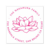 日本のエレガントロータスラウンド名&差出人住所 セルフインキングスタンプ (デザイン)