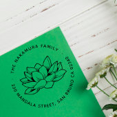 日本のエレガントロータスラウンド名&差出人住所 セルフインキングスタンプ