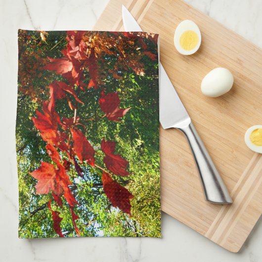 日本のカエデ秋の木葉の キッチンタオル (四つ折り)