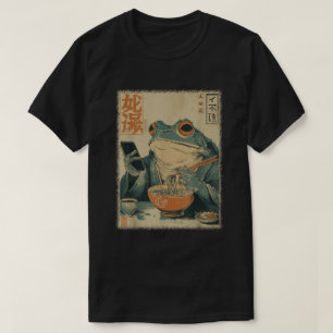 日本のカエルラーメンアート おもしろ浮世絵Tシャツ Tシャツ