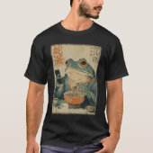 日本のカエルラーメンアート おもしろ浮世絵Tシャツ Tシャツ (正面)