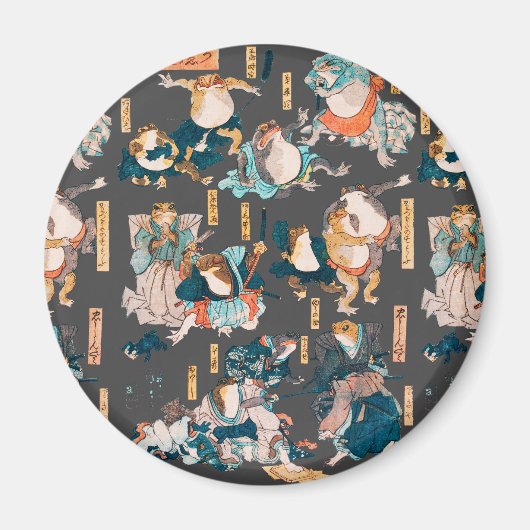 日本のカエル浮世絵アニメヒーロー マグネット (正面)