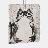 日本のカエル絵を描のアートキャンバスのヴィンテージ セラミックオーナメント (右)