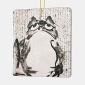 日本のカエル絵を描のアートキャンバスのヴィンテージ セラミックオーナメント (左)