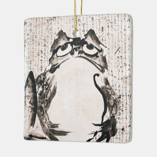 日本のカエル絵を描のアートキャンバスのヴィンテージ セラミックオーナメント (左)