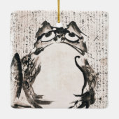 日本のカエル絵を描のアートキャンバスのヴィンテージ セラミックオーナメント (裏面)