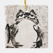 日本のカエル絵を描のアートキャンバスのヴィンテージ セラミックオーナメント (正面)