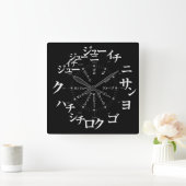 日本のカタカナスタイル[黒い顔] スクエア壁時計 (ホーム)