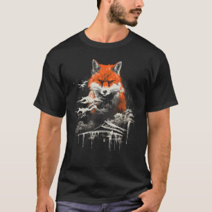 日本のキツネア日本のートきつね浮世絵ジャパン値リスト Tシャツ