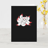 日本のキツネキュートアニメ狐かわいい上稲荷 カード (黄色い花)