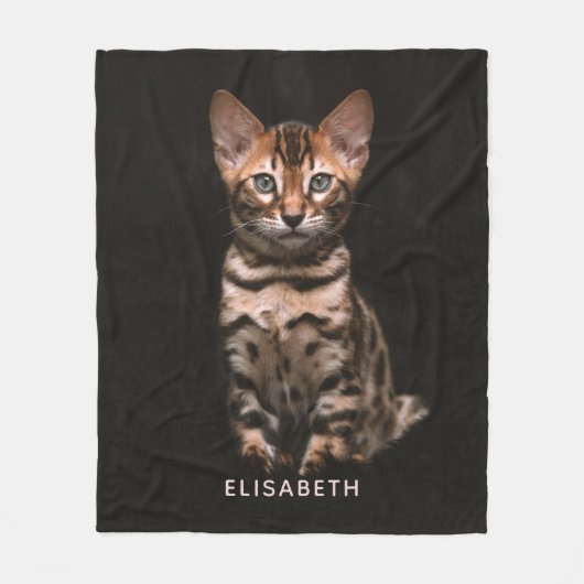 日本のキャットキットヒョウパーソナライズされたの斑点 フリースブランケット (正面)