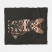 日本のキャットキットヒョウパーソナライズされたの斑点 フリースブランケット (正面(横))