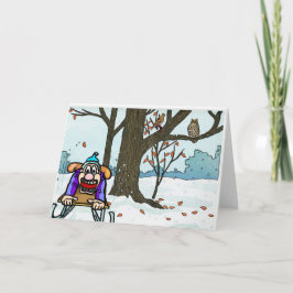 日本のクリスマスの雪そり&鳥 シーズンカード