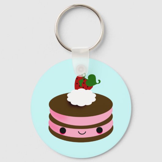 日本のケーキのラインアップ – ピンク キーホルダー (正面)