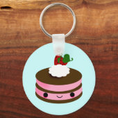 日本のケーキのラインアップ – ピンク キーホルダー (正面)