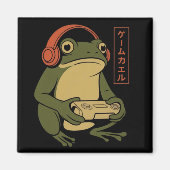 日本のゲーマーカエル 楽しい レトロゲーム  マグネット (正面)