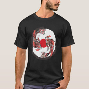 日本のコイカープジャパン国旗と陰陽インスパイア Tシャツ