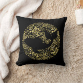 日本のコイカープフィッシュブラック金ゴールド クッション (ブランケット)