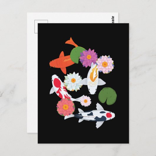 日本のコイフィッシュウォーターリリー ポストカード (正面/裏面)