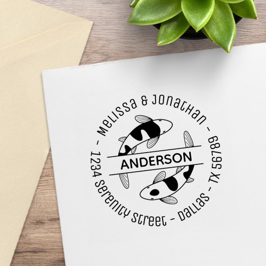 日本のコイフィッシュカップル家族の住所 ラバースタンプ