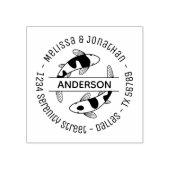 日本のコイフィッシュカップル家族の住所 ラバースタンプ (インプリント)