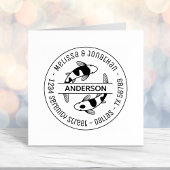 日本のコイフィッシュカップル家族ラウンドアドレス3 セルフインキングスタンプ