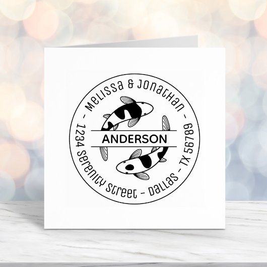 日本のコイフィッシュカップル家族ラウンドアドレス3 セルフインキングスタンプ