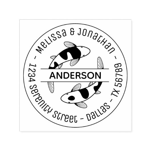 日本のコイフィッシュカップル家族ラウンドアドレス3 セルフインキングスタンプ (デザイン)