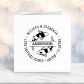 日本のコイフィッシュカップル家族ラウンドアドレス セルフインキングスタンプ