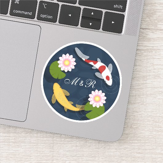 日本のコイフィッシュポンドモノグラムイニシャル シール (詳細)