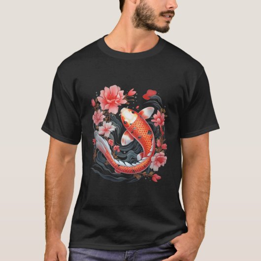日本のコイフィッシュ錦鯉ブラックボード Tシャツ (正面)
