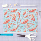 日本のコイフィッシュ&さくらんぼブロッサムブランチパターン 薄葉紙 (クラフト)