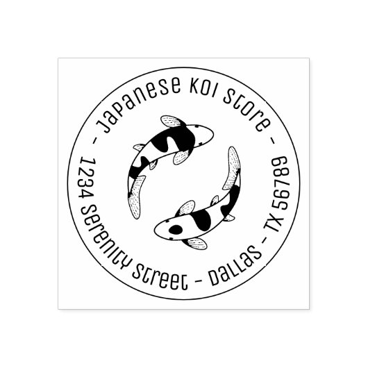 日本のコイ魚のビジネスのラウンドアドレス3 ラバースタンプ (インプリント)