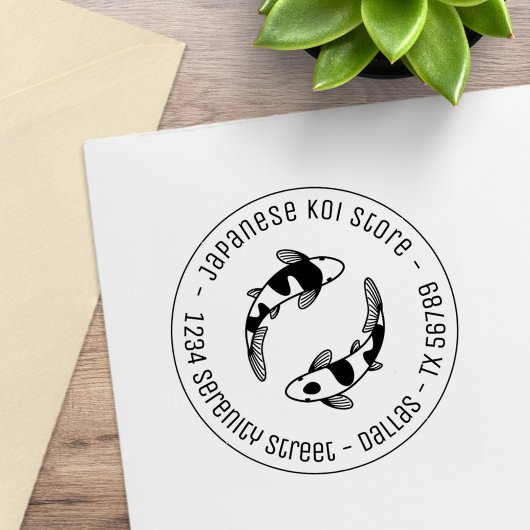 日本のコイ魚のビジネスのラウンドアドレス3 ラバースタンプ