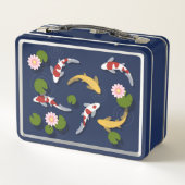日本のコイ魚の池オンブルー メタルランチボックス (裏面)