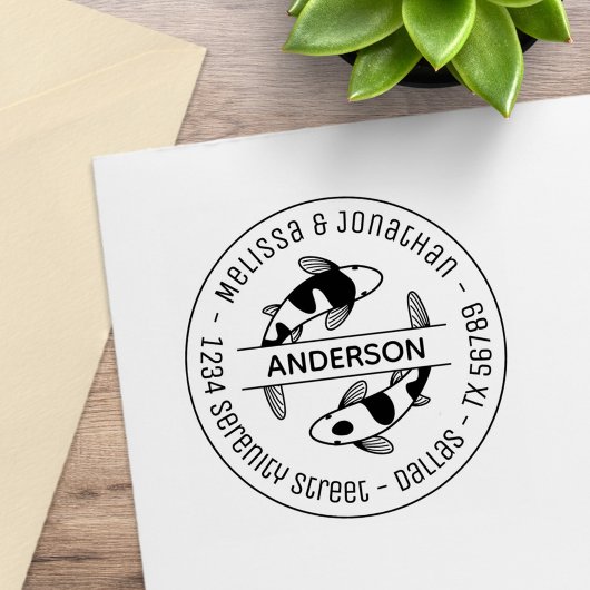 日本のコイ魚カップル家族の住所4 ラバースタンプ