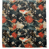 日本のコイ魚シームレスパターン シャワーカーテン (正面)