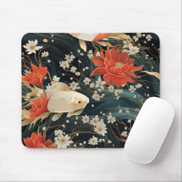 日本のコイ魚シームレスパターン マウスパッド