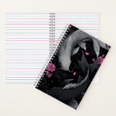 日本のコイ魚ダークモード ノートブック (内側)