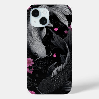 日本のコイ魚ダークモード iPhone 15ケース